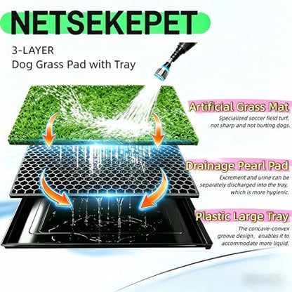 Dog Grass Pad with Tray, 30''X20'' Large Artificial Turf Potty, Reusable Puppy Pee Pads for Dogs, Portable Dog Litter Box for Indoor/Outdoor Potty Training Toilet
