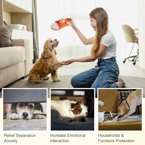vocheer Dog Chew Toy, Dog Toys to Keep Them Busy Durable Teething Shoe Interactive Squeaky Puppy Toy,Small,Medium Breze, Machine Washable(Orange) - color: Orange