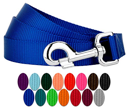 Country Brook Petz - Vibrant 17 Color Selection - Heavyduty Doublehandle Nylon Leash (6 Foot, 3/4 Inch Wide, Royal Blue) - color: Royal Blue
