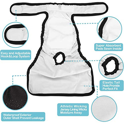 Avont 3 Pack Washable Female Dog Diapers, Premium Reusable Highly Absorbent Doggie Period Panties Durable Dog Diaper Cover -XL 3 Black - size: XL