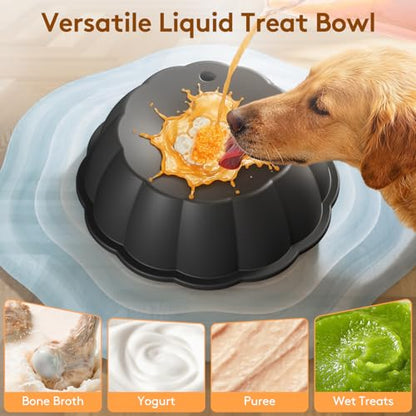 Dog Lick Bowl Ball Slow Feeder, Licking Bowl for Liquid Treat with Rolling Spin Sphere Roller Licker, Non-Slip 4/5 Cup Slow Feeder Bowl for Dietary Supplement/Post-op Nutrition (Black) - color: Black