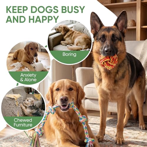 Aitmexcn Dog Rope Toys for Small and Medium Dogs, 10 Pack Puppy Teething Cotton Chew Tug Ropes, Indoor Outdoor Interactive Tug of War Toy Set, Sturdy Knot Toys for Dental Care and Boredom Relief - size: 10 Pack-Small