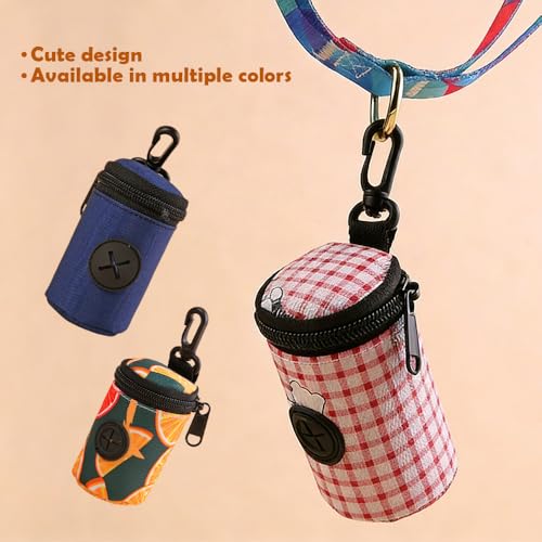 Dog Poop Bag Holder for Leash, Doggie Waste Bag Dispenser, Soft Fabric Dog Poop Bag Holder for Walking Accessories (Red) - color: Red