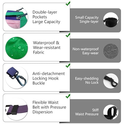Hands Free Dog Leash with Waist Bag, Adjustable Waterproof Shock Absorption Reflective Leash with Poop Bag Dispenser Port for Medium Large Dogs Walking Running Hiking (Purple) - color: purple