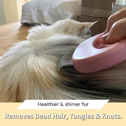Leo's Paw The Original Pet Hair Removal Massaging Shell Comb Soft Deshedding Brush Grooming and Shedding Matted Fur Remover Dematting tool for Long and Short Hair Cat Dog Puppy Bunny (Pink) - color: Pink