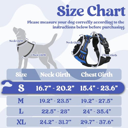 rabbitgoo Dog Harness Small Sized, No Pull Easy On & Off with 3 Buckles Pet Harness, Adjustable Soft Walking Vest with 2 Clips and Handle, Reflective for Small Dogs, Blue, S - color: Blue, size: Small