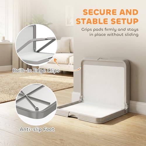 PawHut Pee Pad Holder 34" x 24.5", Foldable Indoor Potty Tray for Dogs, Large Training Pad Holder, Includes 3 Pee Pads, Anti-Slip & Easy to Clean