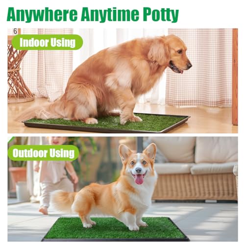 Reusable Training Pad Potty with 2-Pack Replaceable Artificial Grass Quick Absorbent Indoor Portable Dog Patio Potty Washable Pee Pad for Small Medium to Large Dog