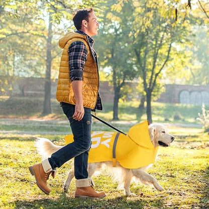 Cute Print Dog Raincoat - Waterproof Rain Jacket with Reflective Strips, Leash Hole, Adjustable for Small to Large Dogs (Yellow, Medium) - color: Yellow (I Love My Dad), size: Medium