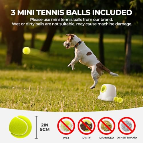 AFP Automatic Ball Launcher Dog Ball Thrower Machine Interactive Hyper Fetching Toy for Large Dogs, 3 Tennis Balls Included, Max Version - size: Mini Size