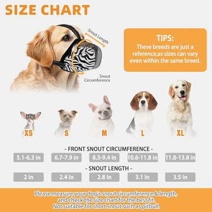 KOOLTAIL Dog Muzzle,Soft Breathable Dog Muzzles for Small Medium Large Sized Dogs to Anti Barking Grooming Biting,Reflective Adjustable Air Mesh Basket Muzzles, Allows Panting and Drinking - color: Tiger, size: Medium