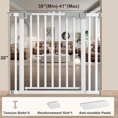 30-41 Inch Extra Wide Outdoor Baby Gate/Dog Gate, Indoor Pet Gate for Doorways, Hallways and Stairs No Drilling, Auto Close, Pressure Mounted Safety gate for Babies,Pets,White - size: White 30-41 inches wide