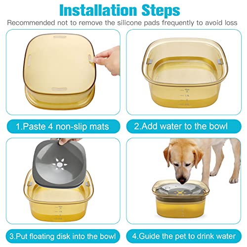 UPSKY 70oz No Spill Dog Bowl - 2L Large Capacity Spill Proof Slow Water Feeder for Messy Drinkers, Cats & Vehicles - color: F-Yellow, size: 2 L