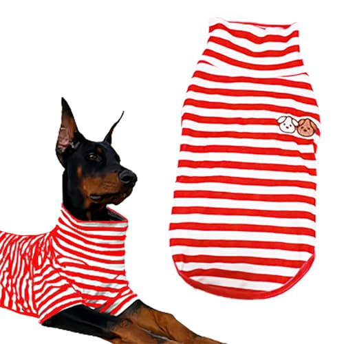 Turtleneck Dog Shirt Cute Doggie Embroidery Super Soft Dog Sweatshirt Stretchy Striped Puppy Pullover for Cats Small Medium Large Dogs (Red Striped, 6X-Large) - color: Red Striped, size: 6X-Large
