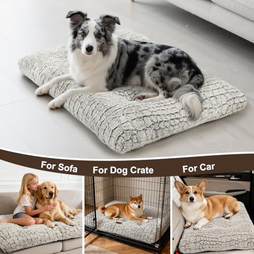Dog Bed Crate Pad - Soft Fluffy Pet Cushion Mat Anti-Slip Comfy Kennel Pad for Crates - color: Coffee, size: Small 24"x18"