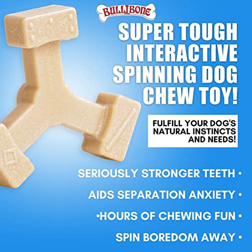Bullibone Nylon Dog Chew Toy Spin-a-Bone - Interactive Dog Toy, Triggers Natural Instincts, and Improves Oral Health - size: Small / Medium Dog 3 Pack
