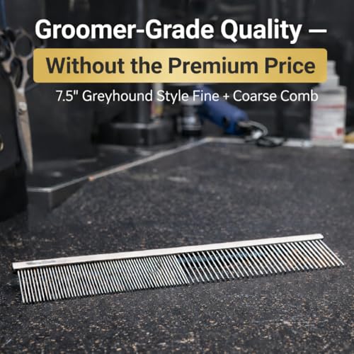 Warren London Copper Greyhound Style Everyday Dog Comb – 7.5" Professional Grooming Comb with Rounded Pins, Fine & Coarse Teeth, Smooth Glide Detangling & Coat Finishing Comb - style: Groomer's Everyday Comb