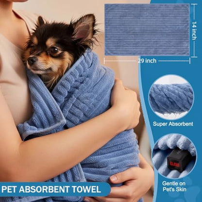 6PCS Dog Bath Kit & Dog Brush Kit for Dogs & Cats - Professional Pet Grooming Tools Set with Shedding Brush, Bath Scrubber, Dematting Comb & Storage Bag - Complete Dog Washing Essentials, Blue - color: 6PCS-Blue
