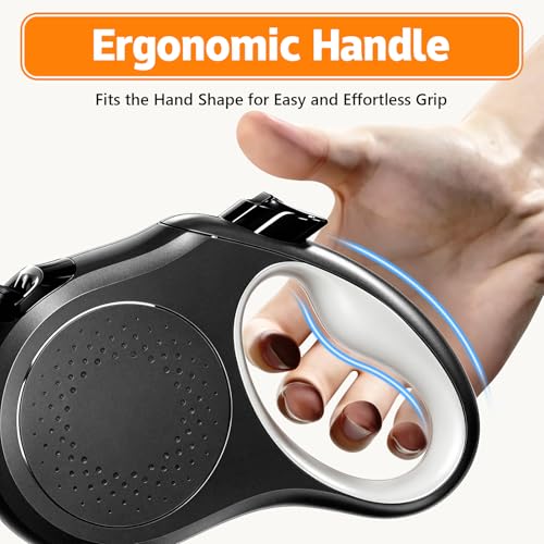 Retractable Dog Leash 16FT for Small & Medium Dogs up to 55 lbs – Tangle-Free 360° Swivel, One-Hand Dual Brake & Lock, Comfortable Anti-Slip Grip for Safe Daily Walks