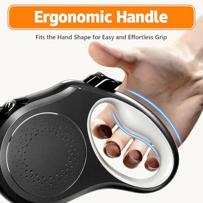 Retractable Dog Leash 16FT for Small & Medium Dogs up to 55 lbs – Tangle-Free 360° Swivel, One-Hand Dual Brake & Lock, Comfortable Anti-Slip Grip for Safe Daily Walks