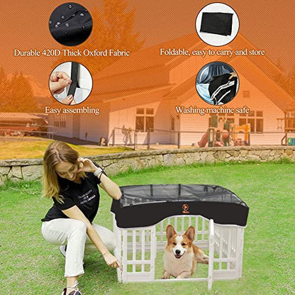 PJYuCien Playpen Top Cover for 36'' Width 4 Panel Pen, Black | More Peace of Mind, More Safe, and Reduce Mess, Suitable for Puppy, Duck, and Other Small Animals,Adhesive Tape Connect - style: Black Cover, 36"Width, Black ( Adhesive Tape Connections )