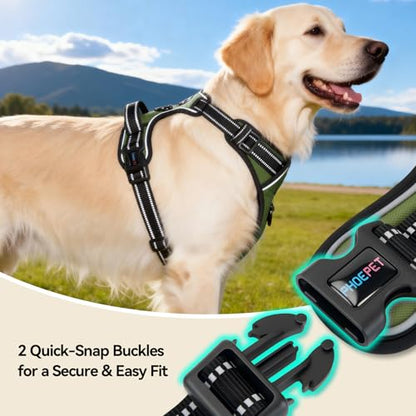 PHOEPET No Pull Dog Harness with Handle Reflective Padded Vest for Small Medium Large Dogs, Adjustable Puppy Harnesses with Front & Back Clip Easy Walking (S, Misty Green) - color: Misty Green, size: Small