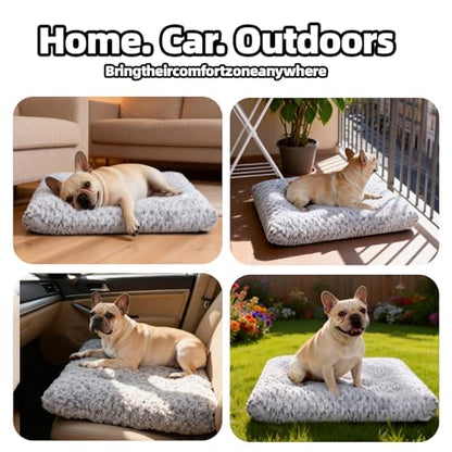 Dog Bed Medium Size Dog Deluxe Plush, Washable Medium Dog Beds, Indestructible Dog Crate Pad, Anti-Slip Soft Pet Bed, Comfy Kennel Pad for Large, Jumbo, Small, Medium Dogs, 29"x 21"-L, Light Gray - color: Light Grey, size: 29"L x 21"W x 3"Th