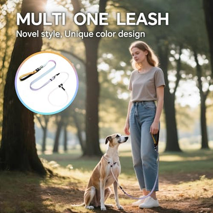 QQPETS Adjustable Slip Lead Dog Leash, Hands Free Waist Leash for Dog Walking, Reflective Training Lead with 360° Swivel Anti-Tangle, 4-7 ft Length for All Breeds - color: Color Gradient