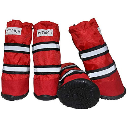 URBEST Dog Shoes, Waterproof Dog Boots, Christmas Warm Lining Nonslip Rubber Sole for Snow Winter Use for Medium and Large Dogs (S, Red) - color: Red