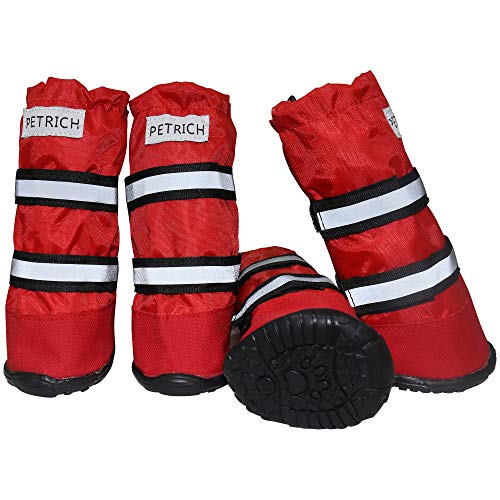 URBEST Dog Shoes, Waterproof Dog Boots, Christmas Warm Lining Nonslip Rubber Sole for Snow Winter Use for Medium and Large Dogs (S, Red) - color: Red