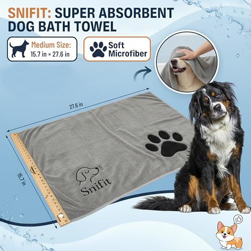 Dog Towel Keeps Your Pet Cozy After Every Use - Microfiber Towels for Drying Dogs & Cats - Quick & Efficient Grooming Gray Towel for Outdoor Play - Gently Dries Your Pet’s Fur 15.7 x 27.6in Medium - size: Medium