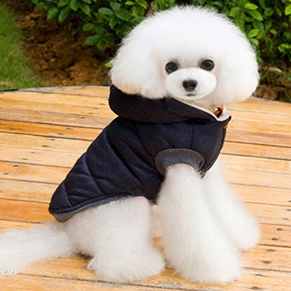 Fleece Dog Hoodie Winter Coat for Small Boy Dog Cat Puppy Cotton Hooded Jacket Chihuahua Clothes Blue XL - color: Blue, size: XL