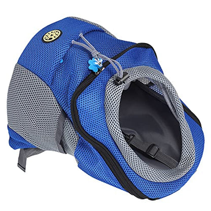 Pet Knapsack Backpack, Dog Carrying Bag with Ventilation Window, Spacious Oxford Cloth Pet Carrier for Small Dogs, Adjustable Padded Straps and Removable Cushion (Blue) - color: Blue
