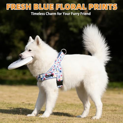 KOOLTAIL No Pull Harness Medium Size Dog with Handle, Easy Walk Puppy Vest Harness Neck & Chest Soft Paded Adjustable, Reflective & Lightweight Escape Proof Breathable Mesh Pet Running Harness, Blue M - color: Blue, size: Medium