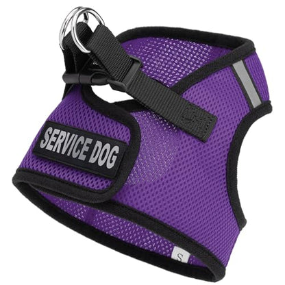Dogline Boston Step in Mesh Dog Harness with Service Dog Patch No Choke Pet Vest Soft Gentle Padded Chest Halter for Puppies Small Medium and Large Dogs 21 to 24 inches Girth Purple - color: Purple, size: Girth 21 to 24"