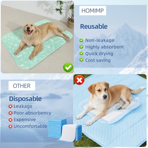 Homimp Self-Cooling Mat for Dogs,6 Pack Washable Cooling Mat & Sleeping Pad,Reusable Waterproof Dog Pee Pads,Non-Toxic,Non-Slip Potty Pads for Whelping Litter Mat Puppy Supplies in Summer,16"x20"