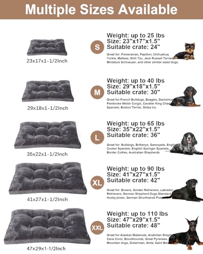 EMSLX Dog Bed, Washable Cozy Plush Dog Crate Beds, Soft Comfy Kennel Pad Anti Slip Pet Sleeping Mat for Large, Jumbo, Medium, Small Dogs Breeds (35.0 L x 22.0 W x 1.5 Th Inches, Dark Grey) - color: Dark Grey