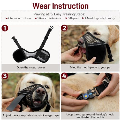 Pezluxe 2-Pack Dog Muzzle, Soft Air Mesh Muzzle Anti Biting Barking Chewing, Secure & Breathable Drinkable Pets Muzzles with Adjustable Strap, for Small Medium Large Dogs (Black-S) - size: S