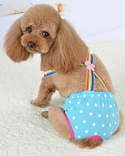 Dog Physiological Pants Pet Sanitary Pantie with Suspender Cat Diapers Underwear Puppy Adjustable Costumes Reusable Washable Breathable Menstruation Outfits Dog Diapers for Girl Dogs (Blue, XL) - color: Blue, size: X-Large