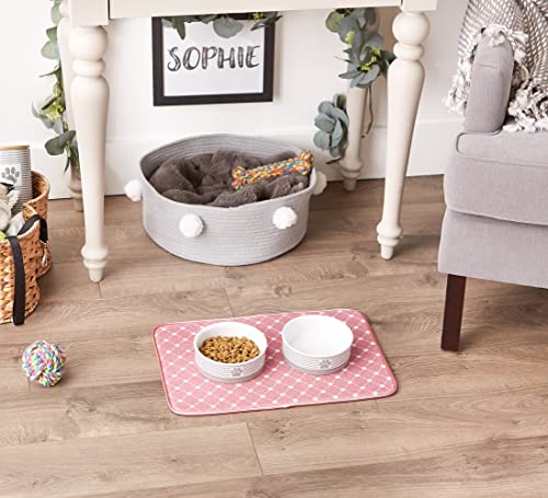 Bone Dry Machine Washable, Ultra Absorbent Pet Mat, 12x18, Rose Trellis Print - color: Rose Trellis Print, size: 12"L x 18"W