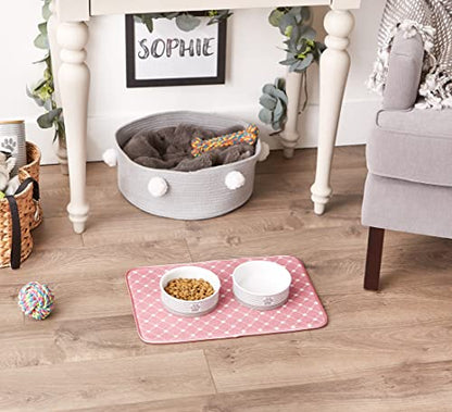 Bone Dry Machine Washable, Ultra Absorbent Pet Mat, 12x18, Rose Trellis Print - color: Rose Trellis Print, size: 12"L x 18"W