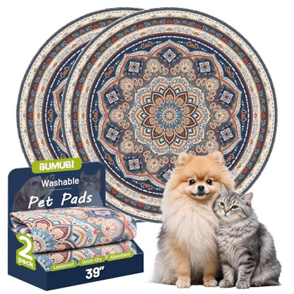 Washable Pee Pads for Dogs,2 Pack Super Absorbent Reusable Puppy Training Pads 39inch, Leak-Proof & Non-Slip,for Potty Training,Whelping,Crate & Playpen - size: 39x39in(Pack of 2)