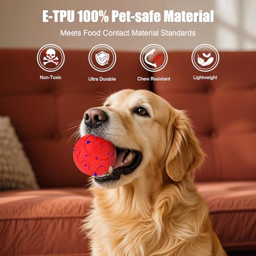 Interactive Dog Ball Toy, Smart Dog Toy for Medium and Large Dogs, Automatic Moving Rotating & Bouncing Ball, Durable E-TPU Material, IP54 Waterproof, Motion-Activated Dog Toy for Active Dogs - color: Red