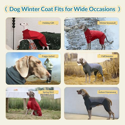 ROZKITCH Dog Coats for Small Dogs, Warm Waterproof Jacket Fleece Fullbody Clothes Jumpsuit, Dog Winter Cold Weather Coat Pajamas, Four-Legged Snowsuit with Leash Hole, Grey S - color: Grey, size: S(Chest: 20-23"; Back:16-17")