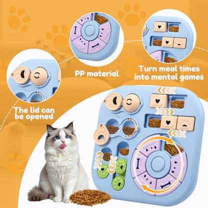 Interactive Dog Puzzle Toys Treat Dispensing Slow Feeder for Training and Mental Stimulating Dog Enrichment Toys for Puppy Cats Pet(Blue) - color: blue