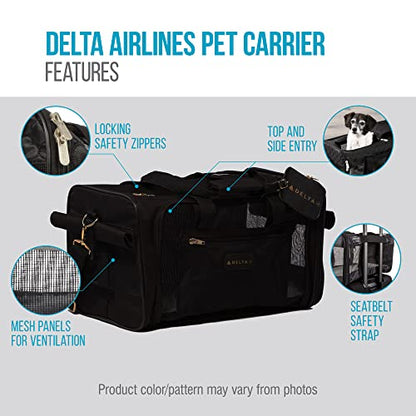 Sherpa Delta Airlines Travel Pet Carrier, Airline Approved & Guaranteed On Board - Black, Medium - size: 18.0"L x 11.0"W x 10.5"H, style: Delta Airlines Pet Carrier
