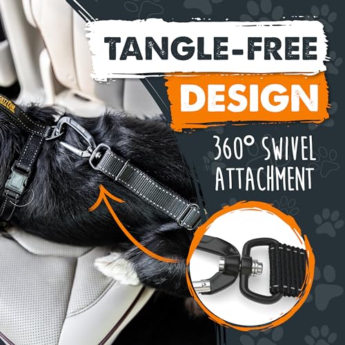 Mighty Paw Dog Seat Belt for Car - Safe Distraction Free Driving, Heavy-Duty Design with Aviation Grade Aluminum Carabiner, Adjustable Dog Seatbelt Harness for Small, Medium and Large Pets - style: Buckle Attachment (Most Popular)