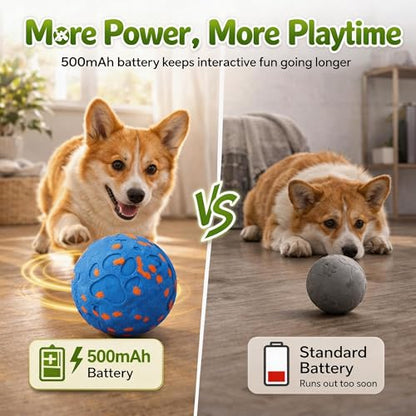 Smart Interactive Dog Toys,Vibrating Dog Ball,Pet Bounce Ball for Dogs (Small & Large),Chew-Proof Shell,Automatic Moving/Bouncing/Rotating, E-TPU Material,Ip68 Waterproof - color: Blue