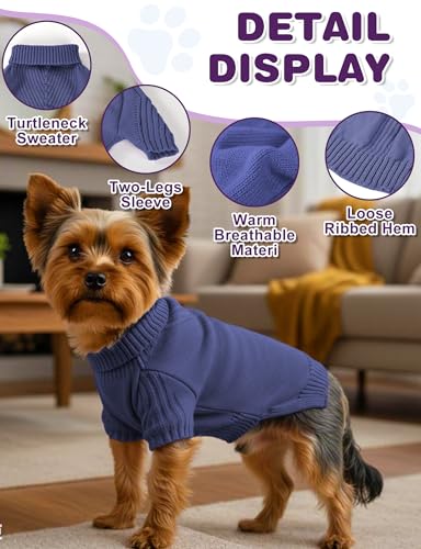 Dog Sweaters for Small Medium Large Dog, Classic Turtleneck Pet Clothes Warm Thermal Doggy Winter Coat, Thick Double Knitting Collar Pullover Cold Weather Puppy Jacket for Indoor & Outdoor Wear