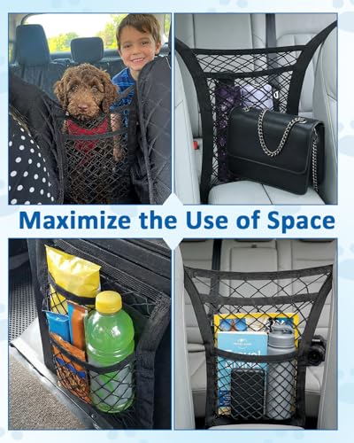 Dog Barrier for SUV Truck, Car Dog Barrier Net Pet Divider - Mesh Safety Between Seats, Easy Install Storage, Driving Safely with Kids Pets